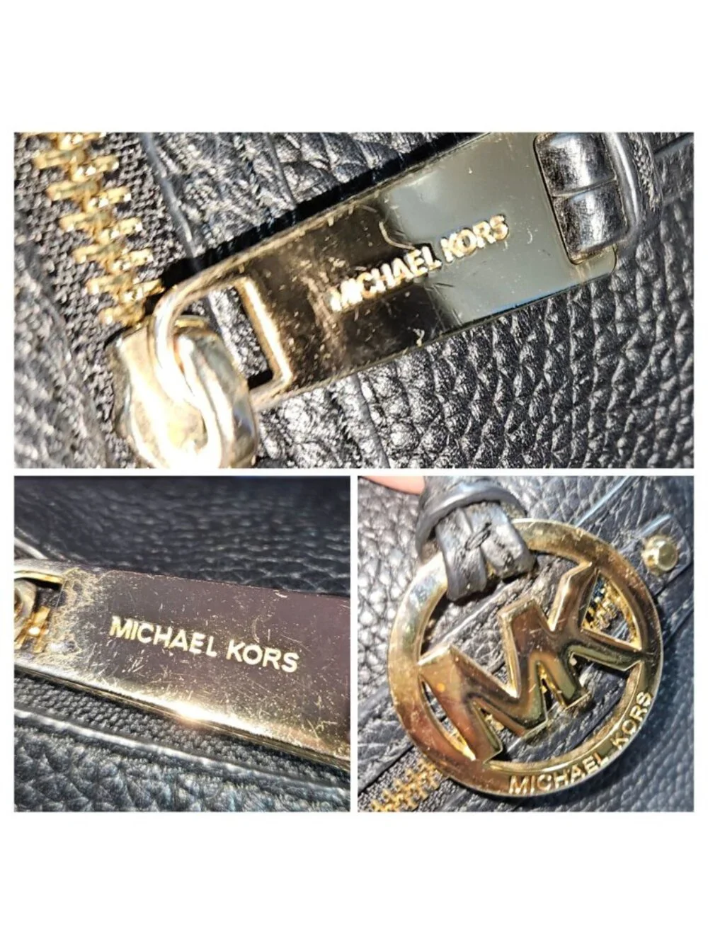Michael Kors Rhea Black Pebbled Leather Shoulder Bag