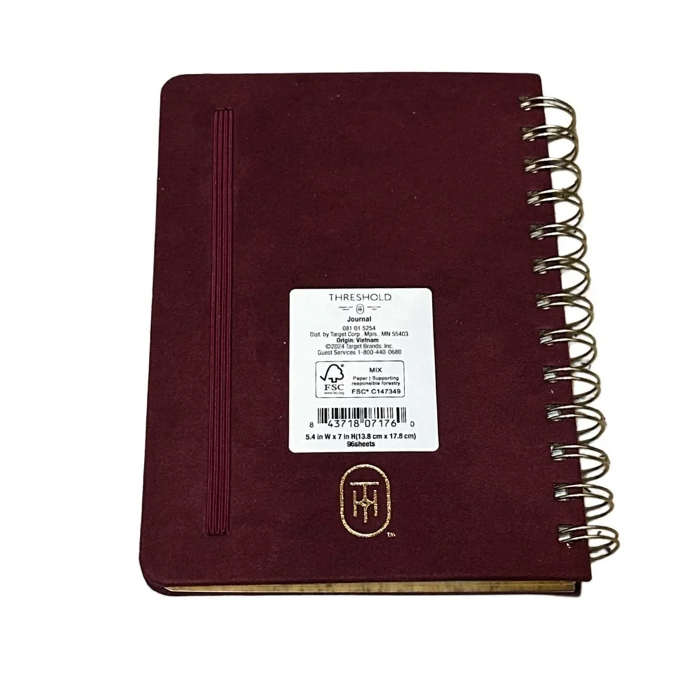 Threshold Burgundy Notebook with Gold Floral Design