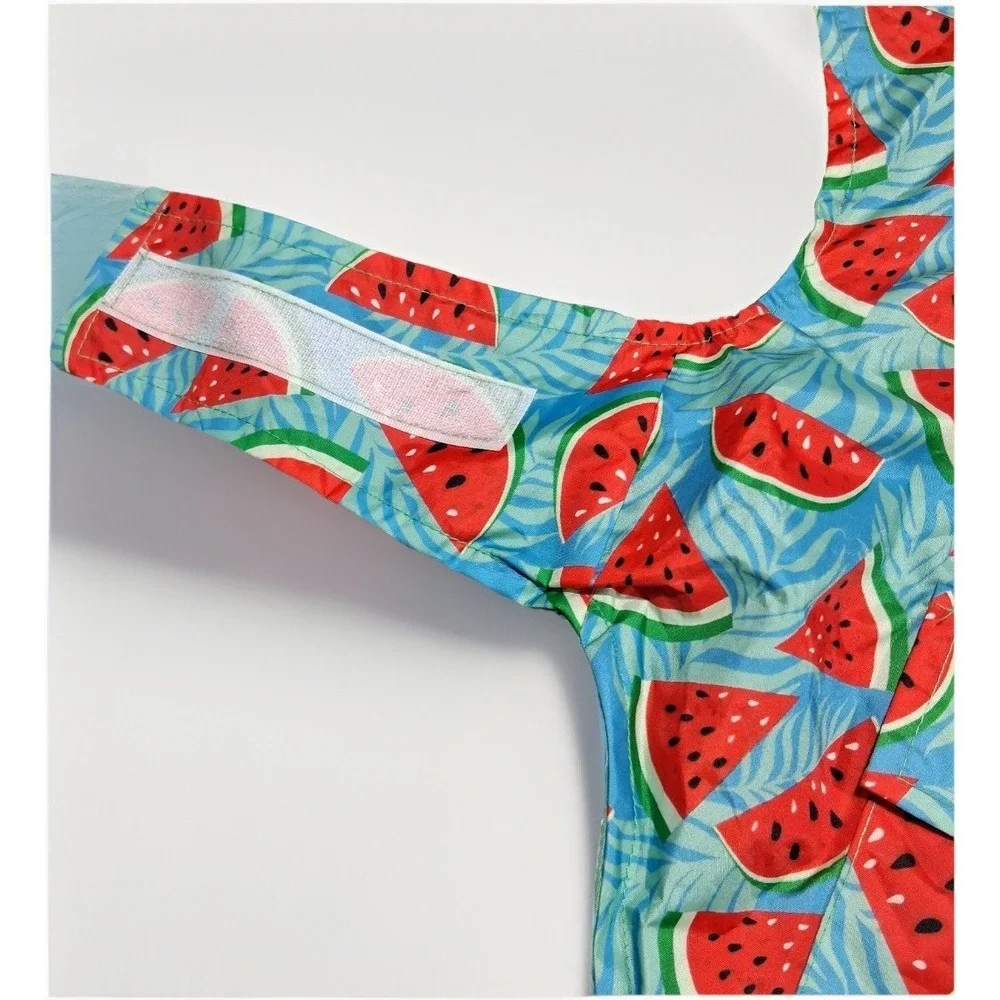 Watermelon Print‎ Dog Raincoat Hooded Blue Tropical Fruit Pet Jacket Small