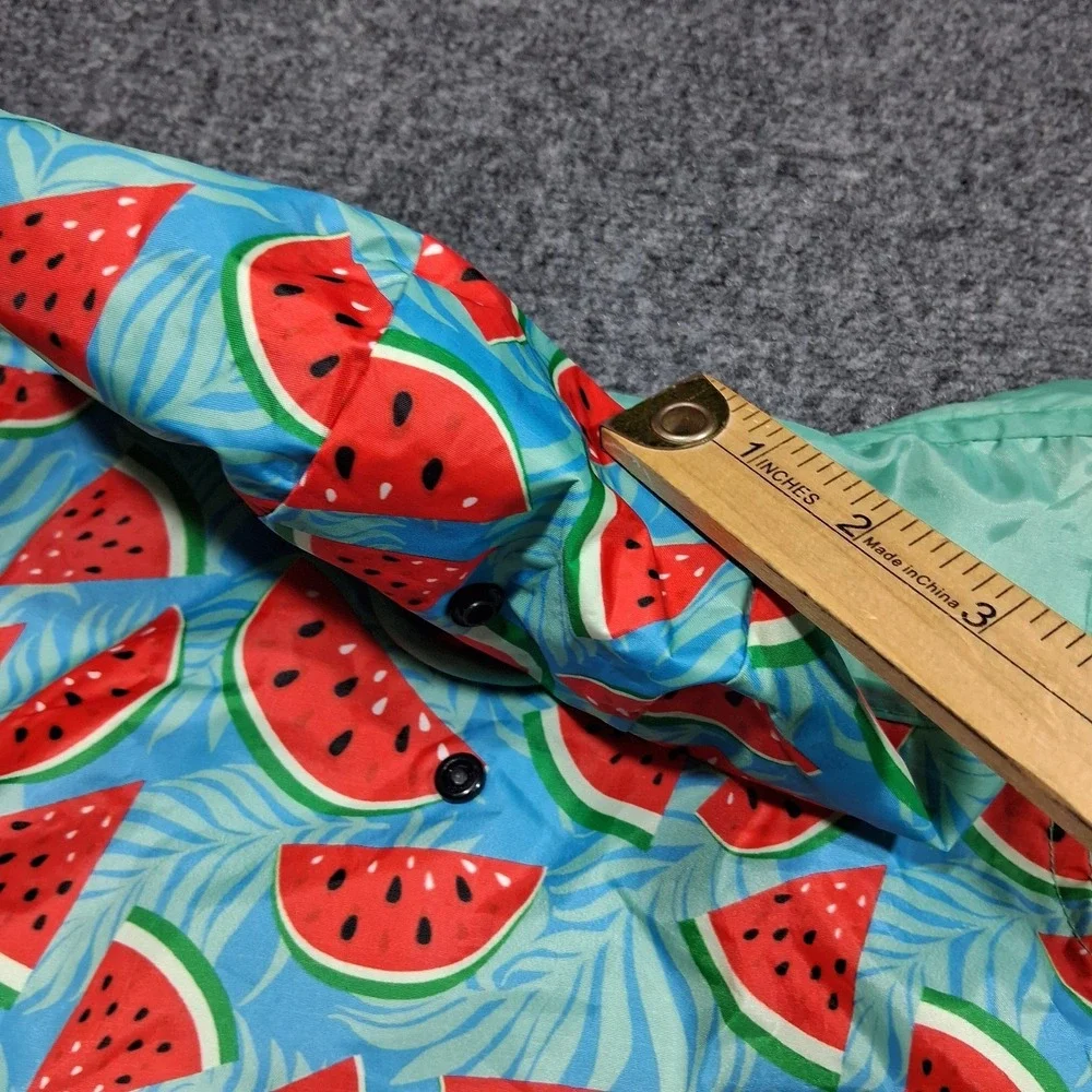 Watermelon Print‎ Dog Raincoat Hooded Blue Tropical Fruit Pet Jacket Small