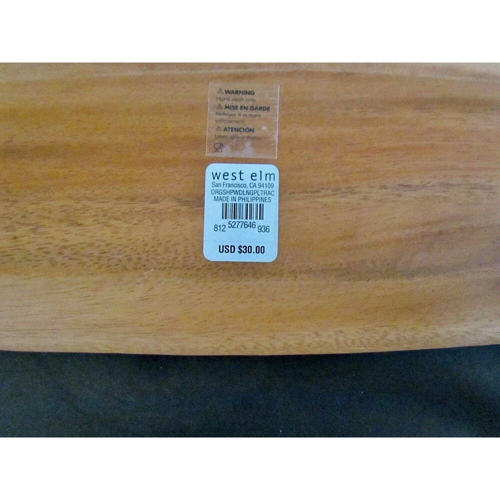 NEW West Elm Sidney Stainless Steel Serving Utensils Gold & Wood Serving Platter