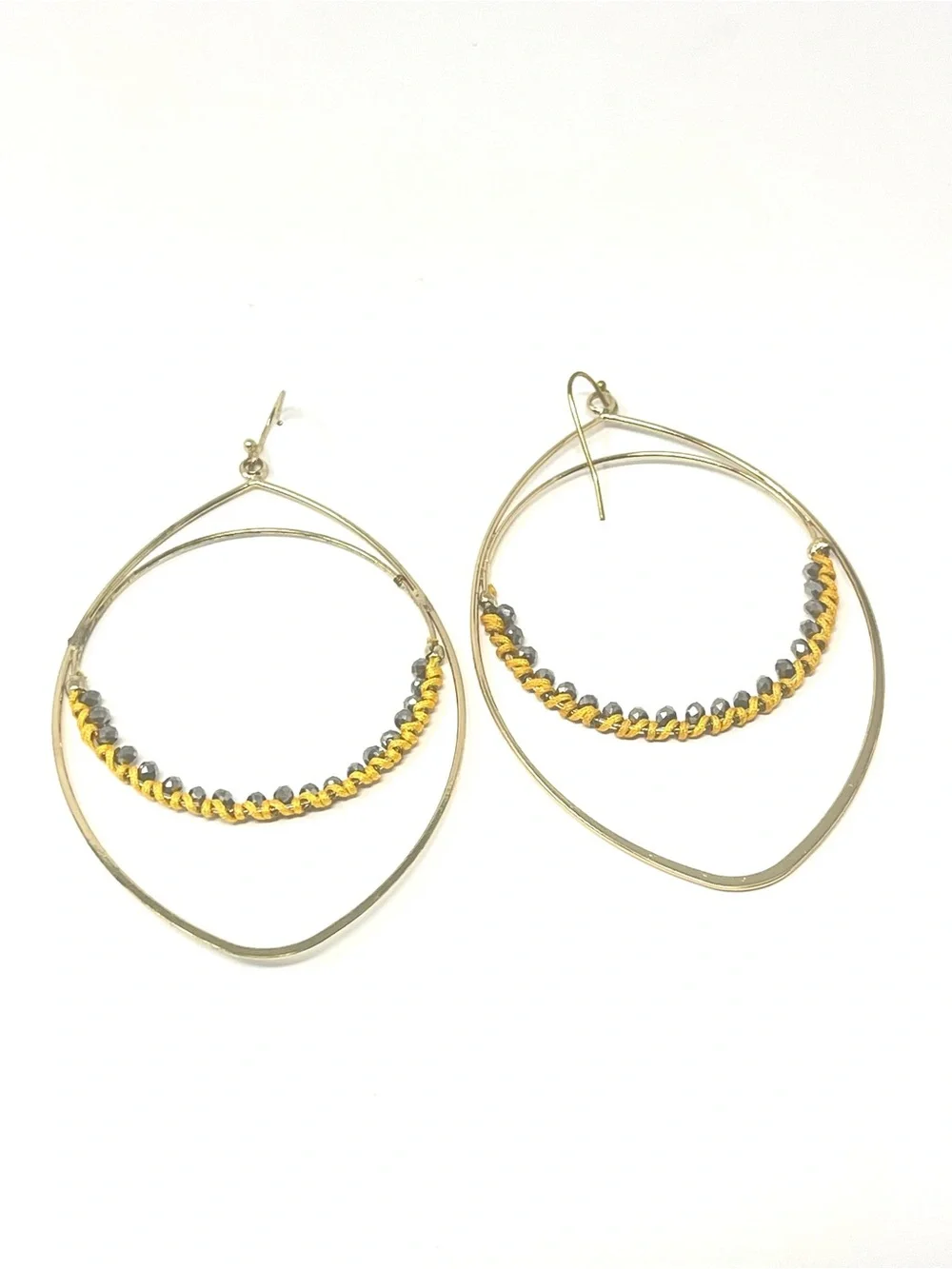 New Anthropologie Hoop Beaded Earrings Gold