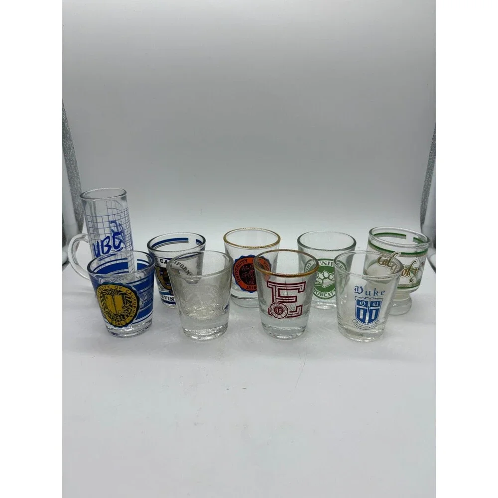 Mixed College Shot Glass Collection Souvenir Drinkware Lot of 8 Glasses