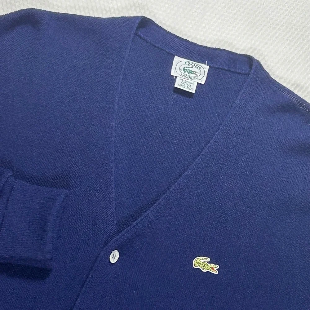 VTG 80's Izod Lacoste Navy Blue Cardigan Sweater Orlon Acrylic Big 1X USA Made