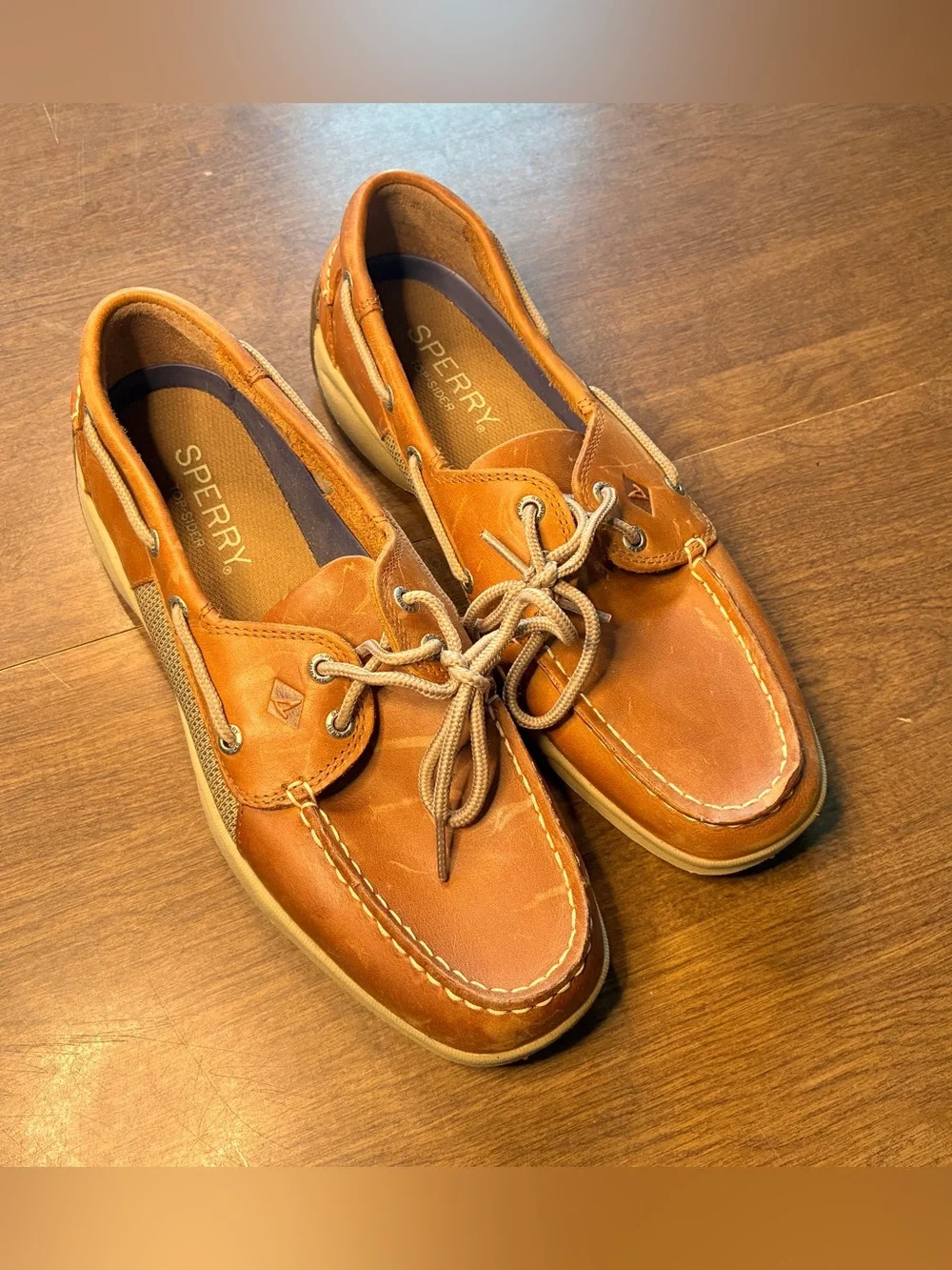 Sperry Top Sider Tarpon Tan Leather Boat Shoe Brown 10 Eye Lace Up A2061317