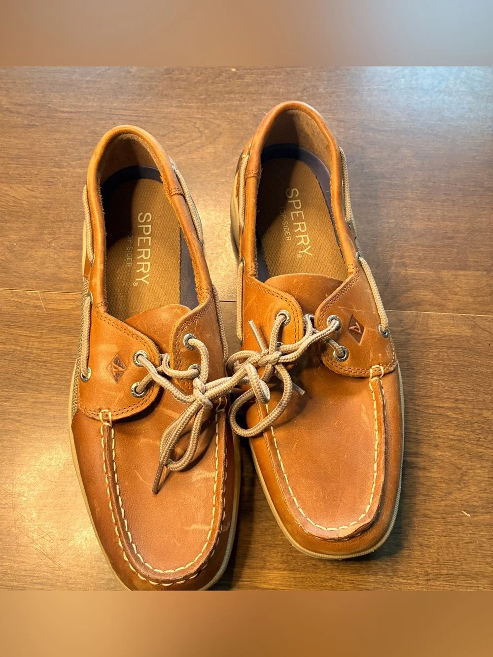 Sperry Top Sider Tarpon Tan Leather Boat Shoe Brown 10 Eye Lace Up A2061317