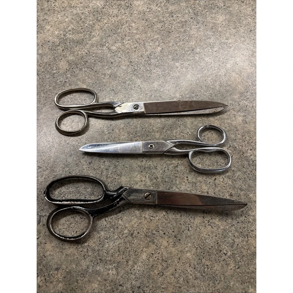 Vintage Metal Sewing Scissors Boker, Richard's, Voss Cut Co Lot Of 3