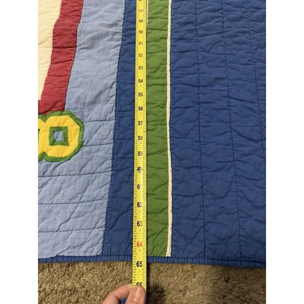 Patchwork Sports Quilt Comforter Bedding Cotton Blue Multicolor Twin 65x83 Youth