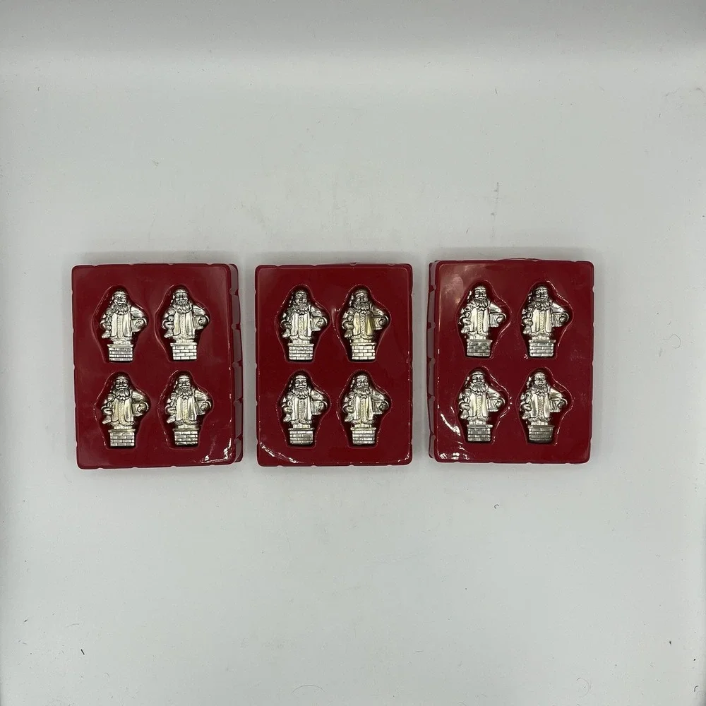 12 Silverplate Table Place Card Holders Santa Wallace Silversmith Christmas 3‎
