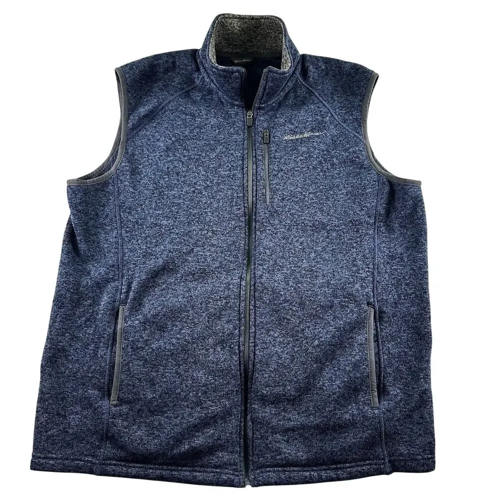 Eddie Bauer‎ Fleece Vest Mens Blue XL Outdoor Hiking Casual Sleeveless Full Zip
