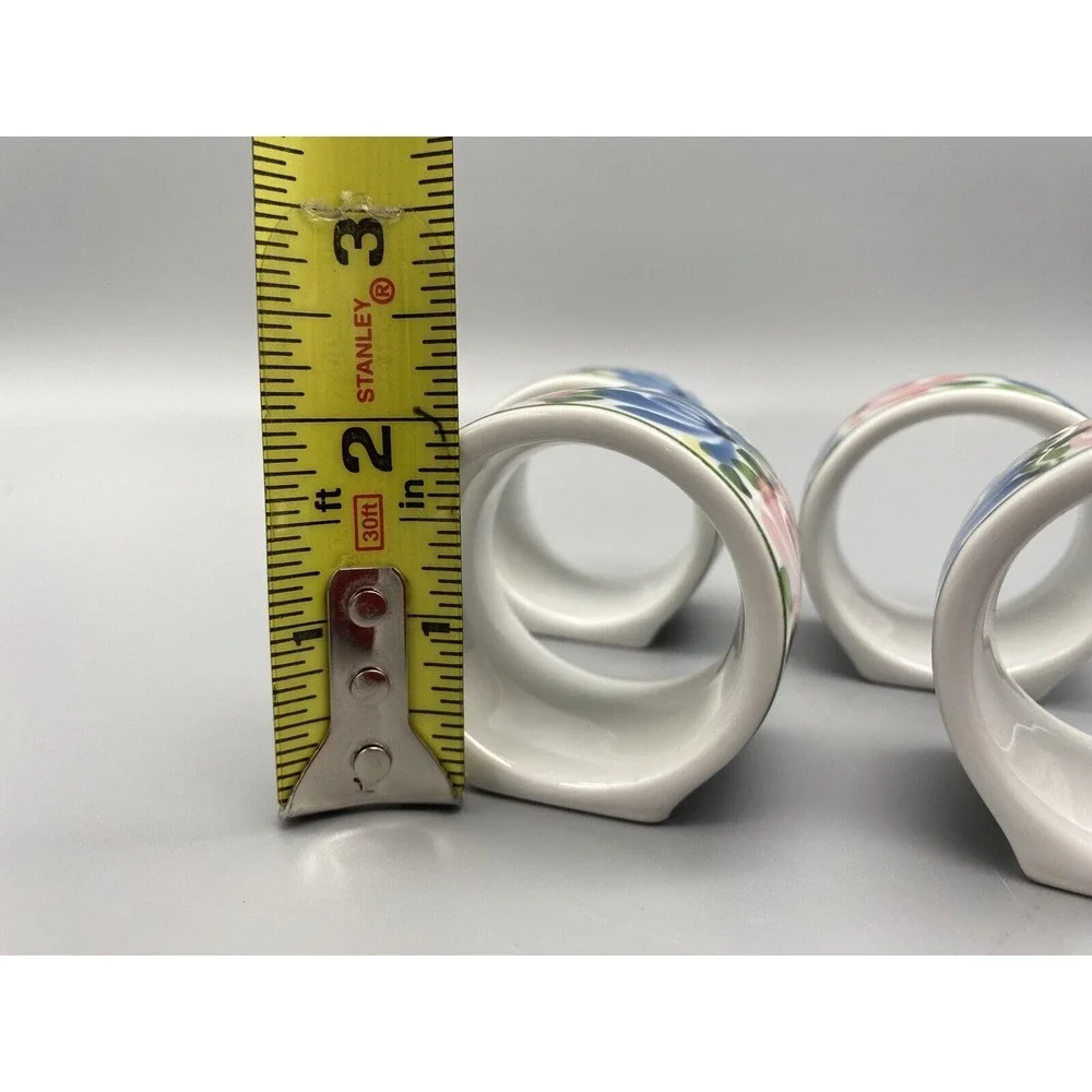 Set Of Four Vintage Audrey Floral Ceramic Napkin‎ Rings