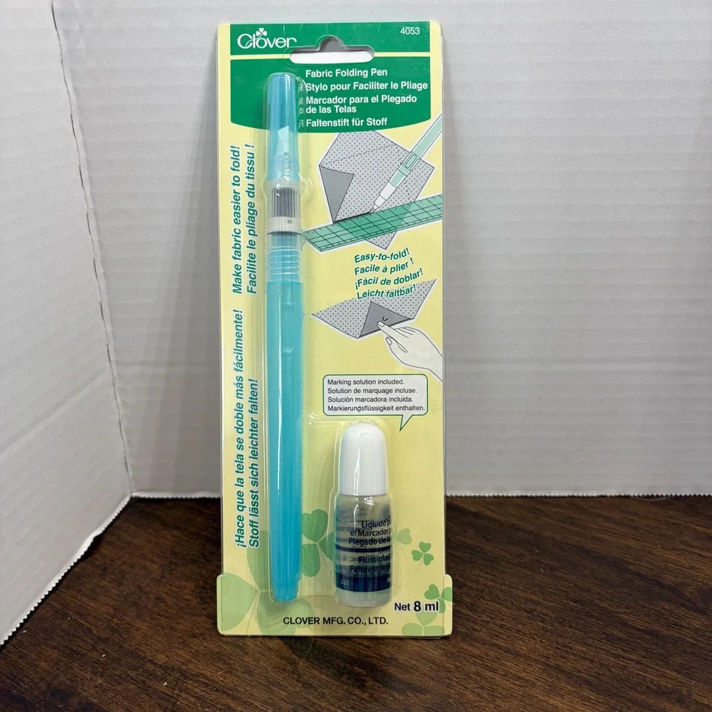Clover Fabric Folding Pen 4053 with Marking Solution for Quilting and Sewing NEW