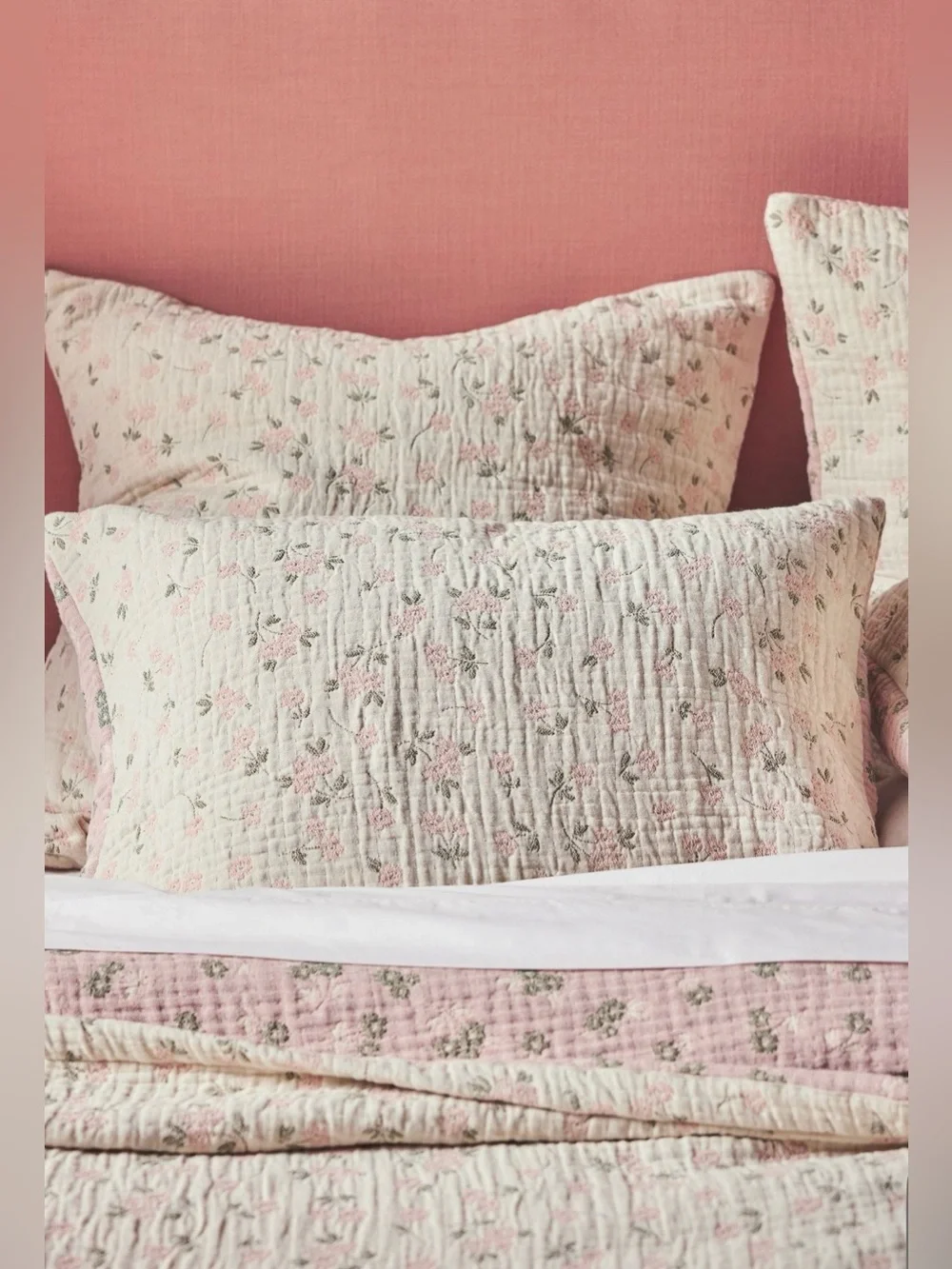 Anthropologie Floral Field Cotton Floral Jacquard Coverlet and Shams, Queen