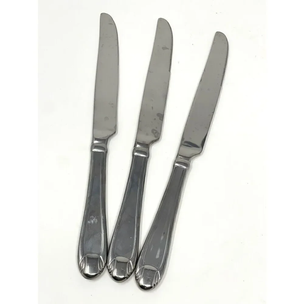 Oneida Garnet ALL GLOSSY Stainless 18/10 Dinner Place Knives 9 5/8” Set Of 3