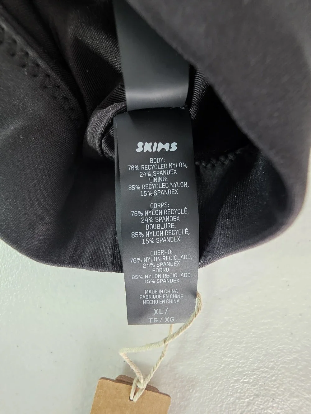 SKIMS Recycled Swim Scoop Neck Bikini Top Black XL NWT