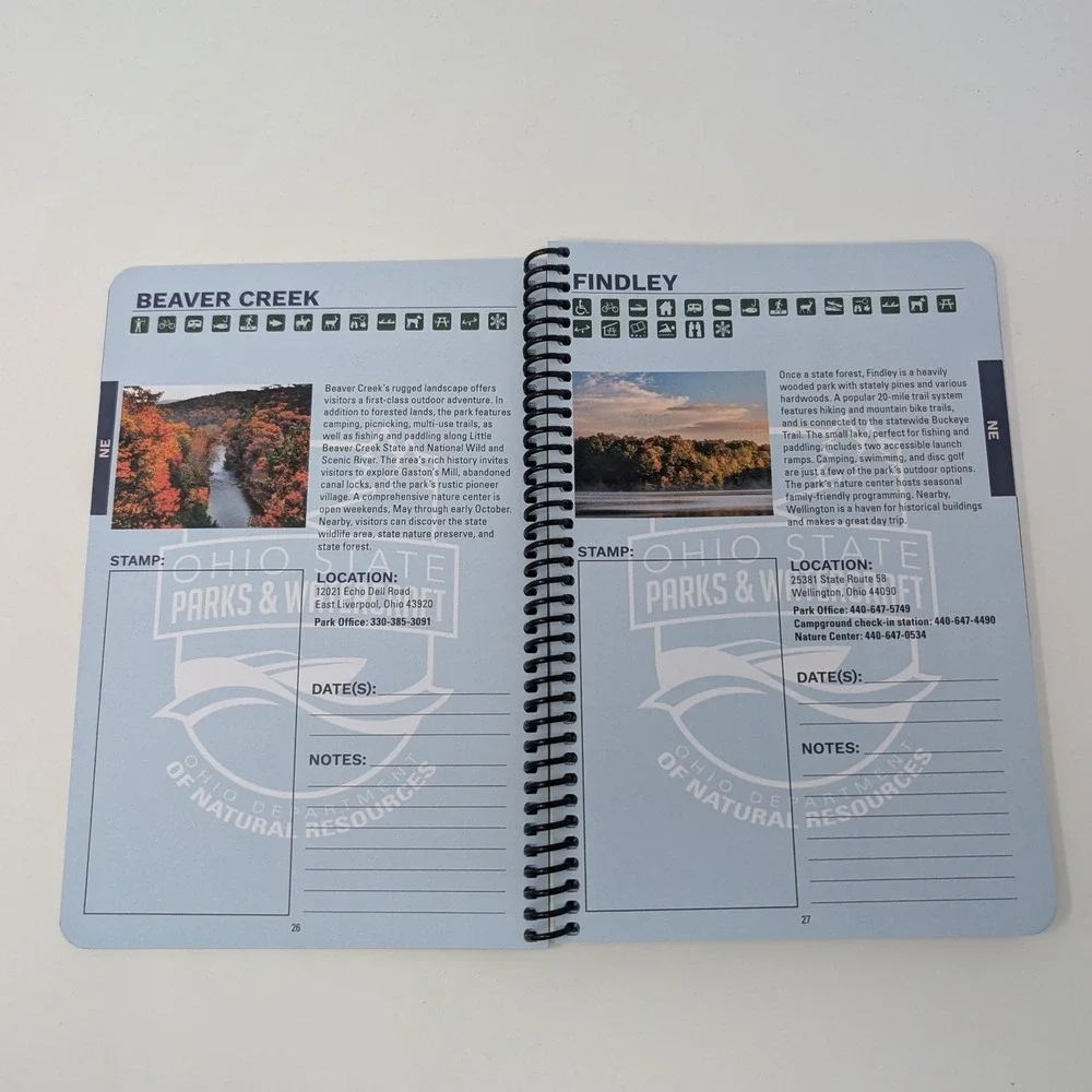 Ohio State‎ Parks Park Passport Guide 2023 Journal Spiral Bound ODNR Stickers