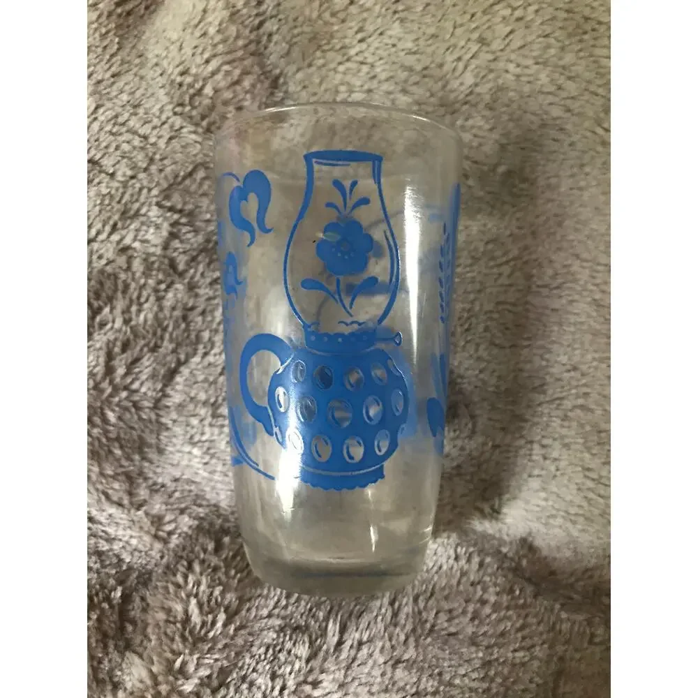 Vintage Kraft Swanky Swig Juice Glass Blue Oil Lamp And Tea Pot