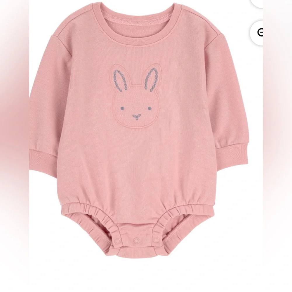 NWT Carter’s Child‎ of Mine Pink Bunny Bodysuit Long Sleeve Baby Easter Outfit