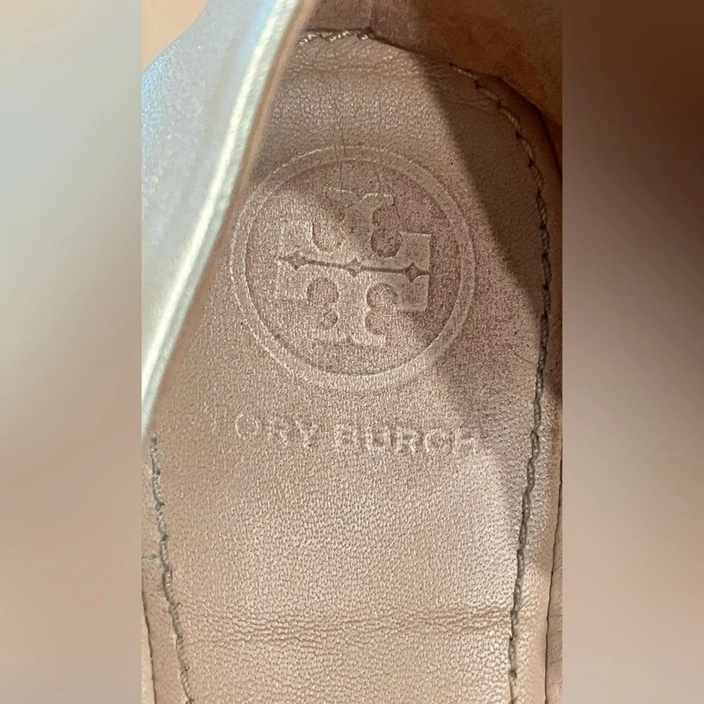 Tory Burch Blossom Ballet Flat‎ Grained Metallic in Spark Gold Size 6.5