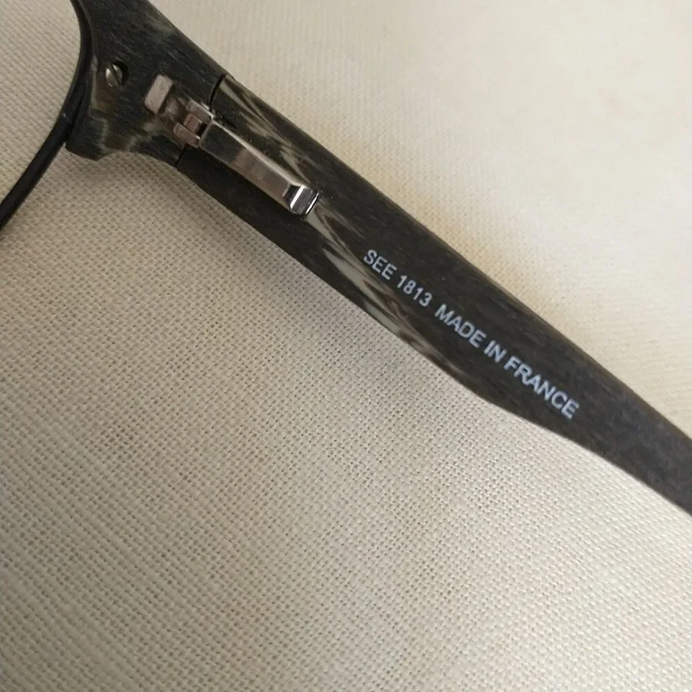 See Eyeglasses Frames Only 1813 C3 Black Brown 52-19-140 Metal Wood France
