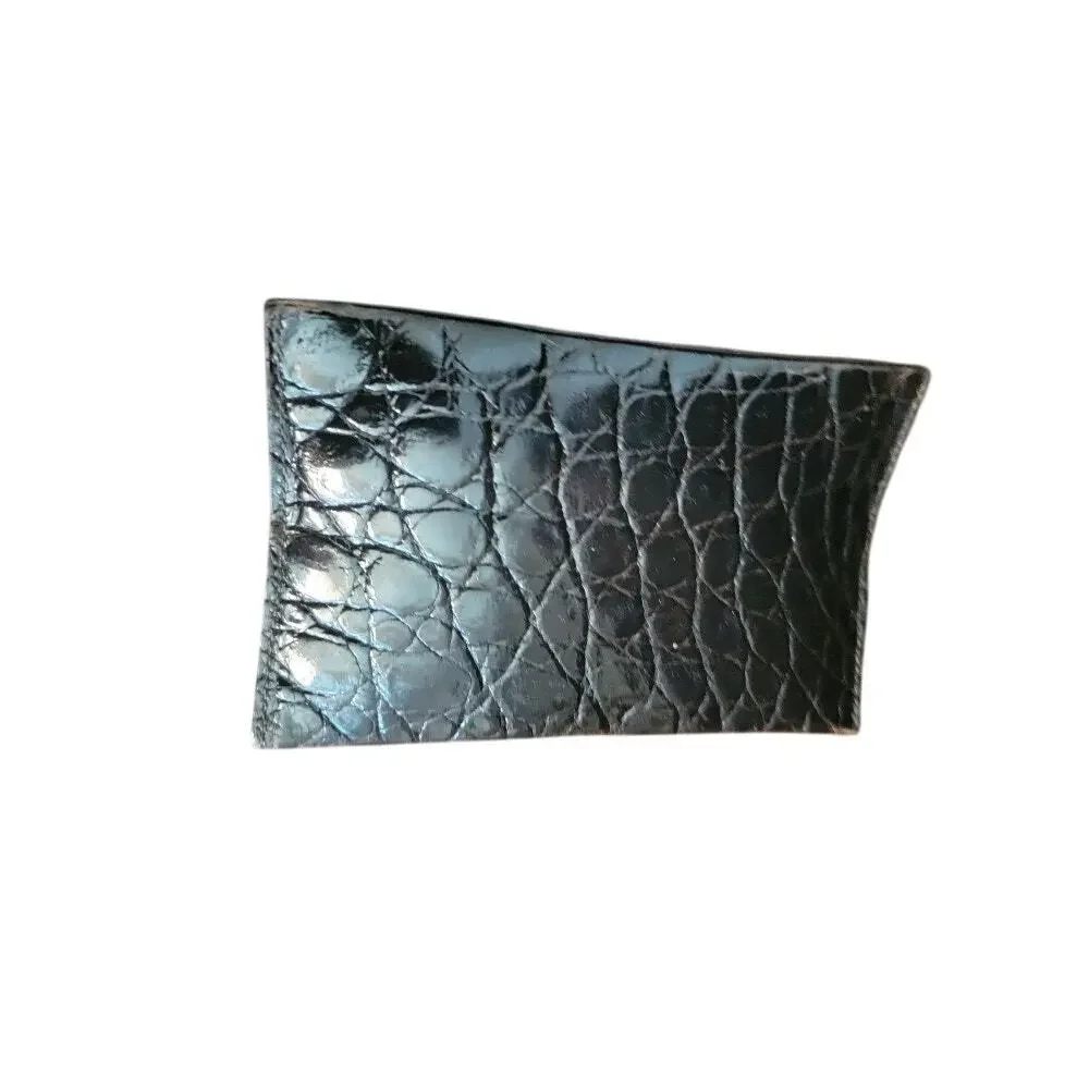 Card Wallet Money Holder Men's Crocodile‎ Leather Caddy Deep Brown/Black