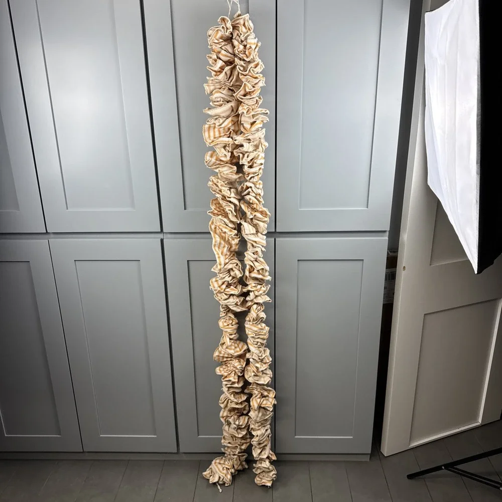 Fall & Thanksgiving Garland‎ Decor Orange White Burlap NWT 72x4