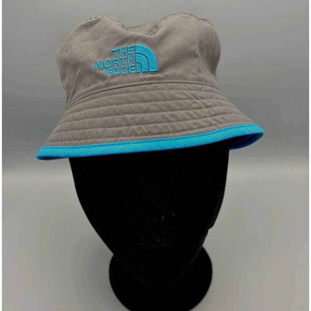 The North Face Youth‎ Bucket Hat size S-M Nylon Blue Gray Reversible Packable