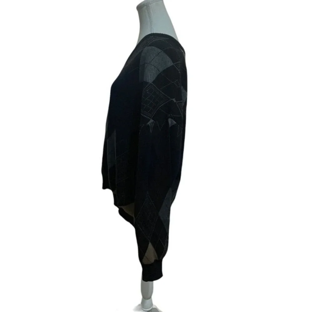 The Italian‎ Sweater Co Black Gray Preppy Academia Pull Over Casual  Sweater L