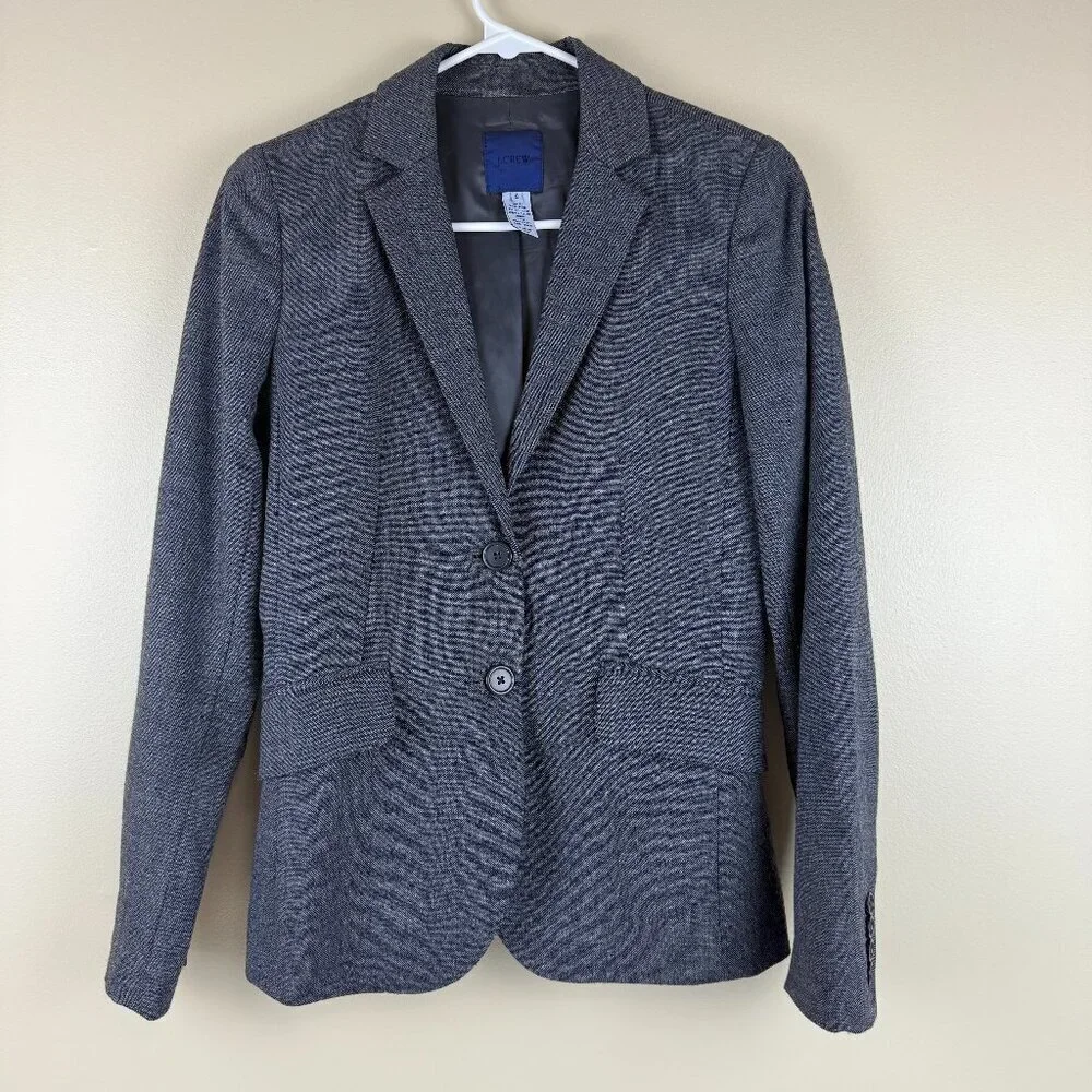 J.Crew Wool Herringbone School boy Blazer Gray, 2-Button, Fully Lined