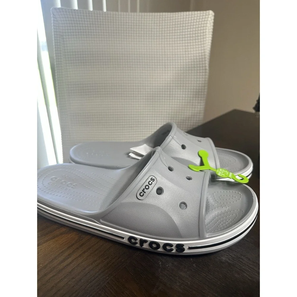 Crocs Bayaband Slide Men's Sandals Gray Comfort Lightweight Size 12 Synthetic