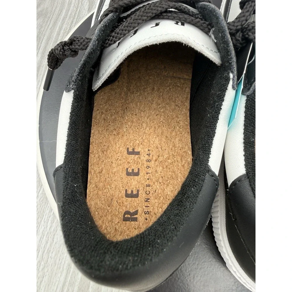 Reef Lay Day Seas Womens Size 7 Black White Platform Sneakers Casual Shoes NEW