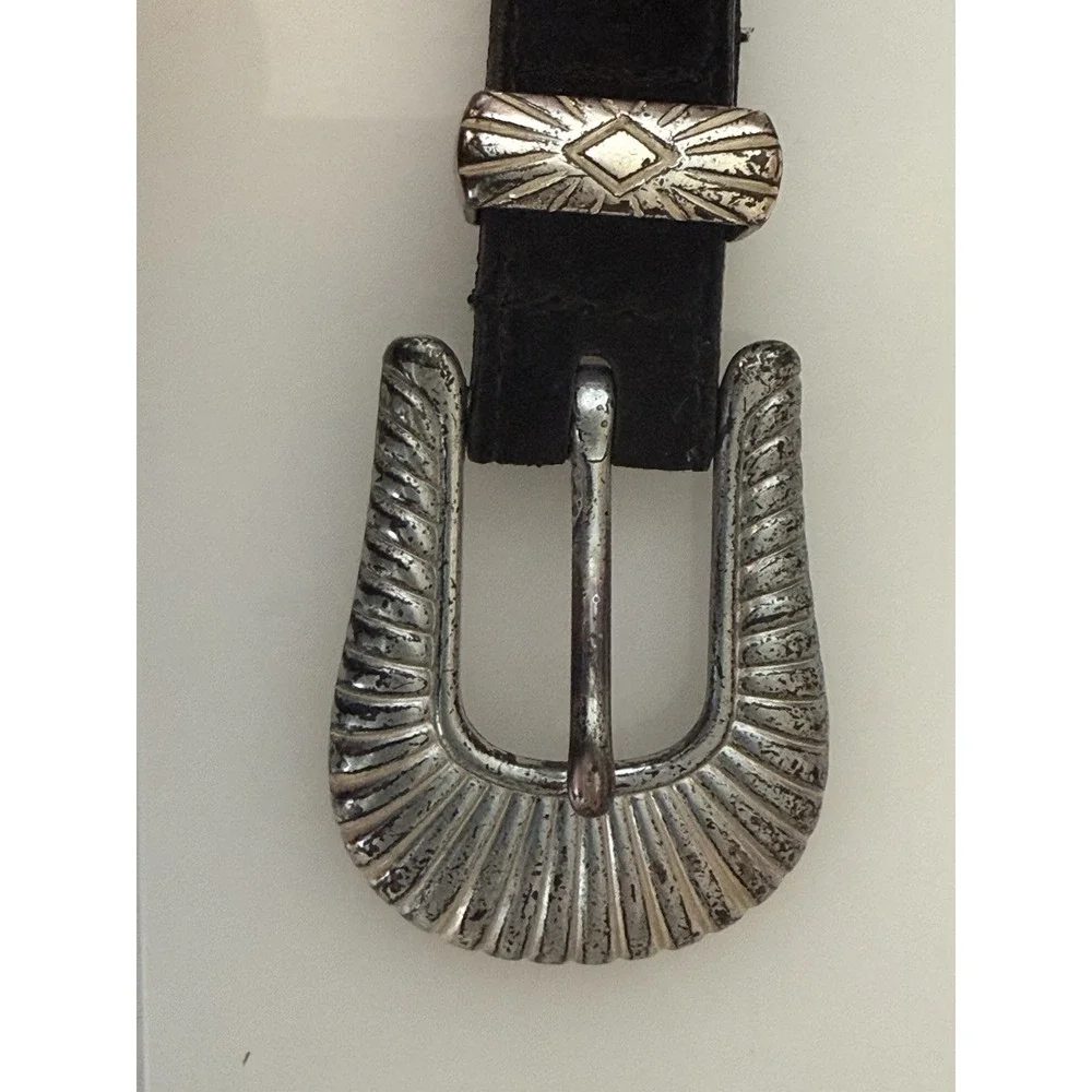 Liz Claiborne Genuine‎ Suede Leather Snake Trim Belt Women's Small Black 26-29