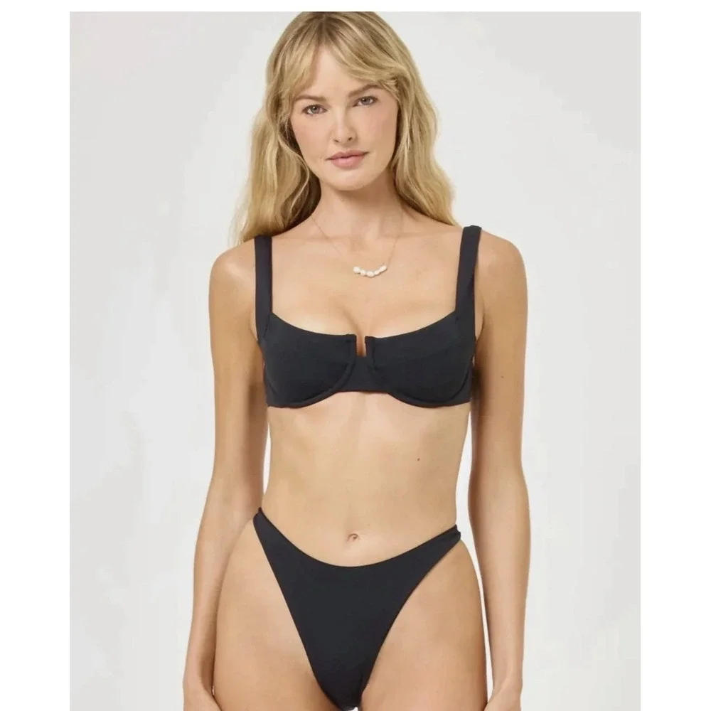 L*Space Coast To Coast Bikini Top, Black, Small, NWT