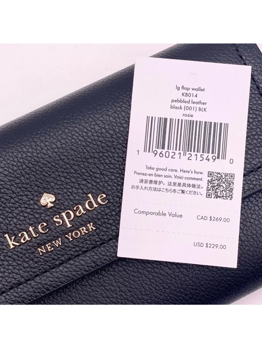 Kate Spade Rosie Large Flap Continental  Wallet Black