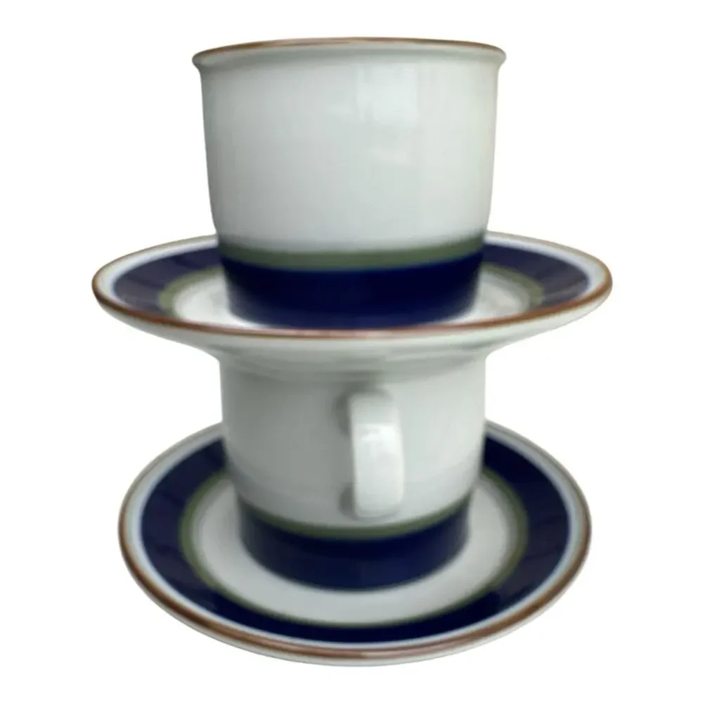 Porsgrund Norway Saga Hand Painted Coffee Cup & Saucer Mint‎ Condition Lot Of 2