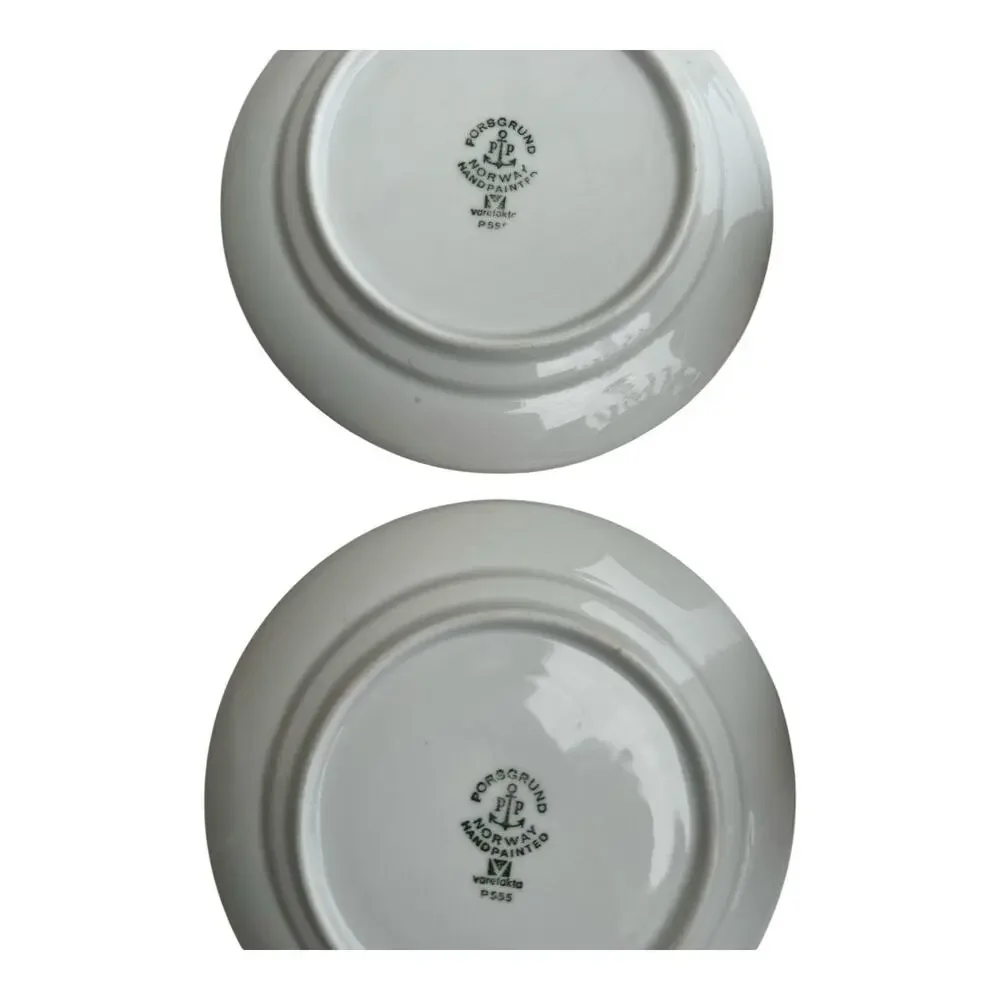 Porsgrund Norway Saga Hand Painted Coffee Cup & Saucer Mint‎ Condition Lot Of 2