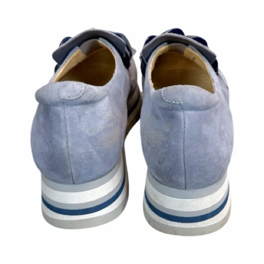 Softwaves Cadie Slip On Platform Loafers Blue Suede Comfort Shoes 37.5