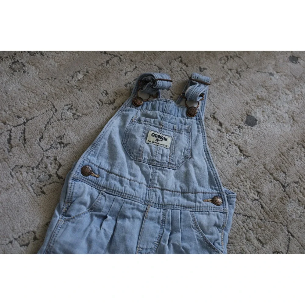 OshKosh B'gosh‎ Baby Denim Overalls 9M Light Wash Fleece Lined