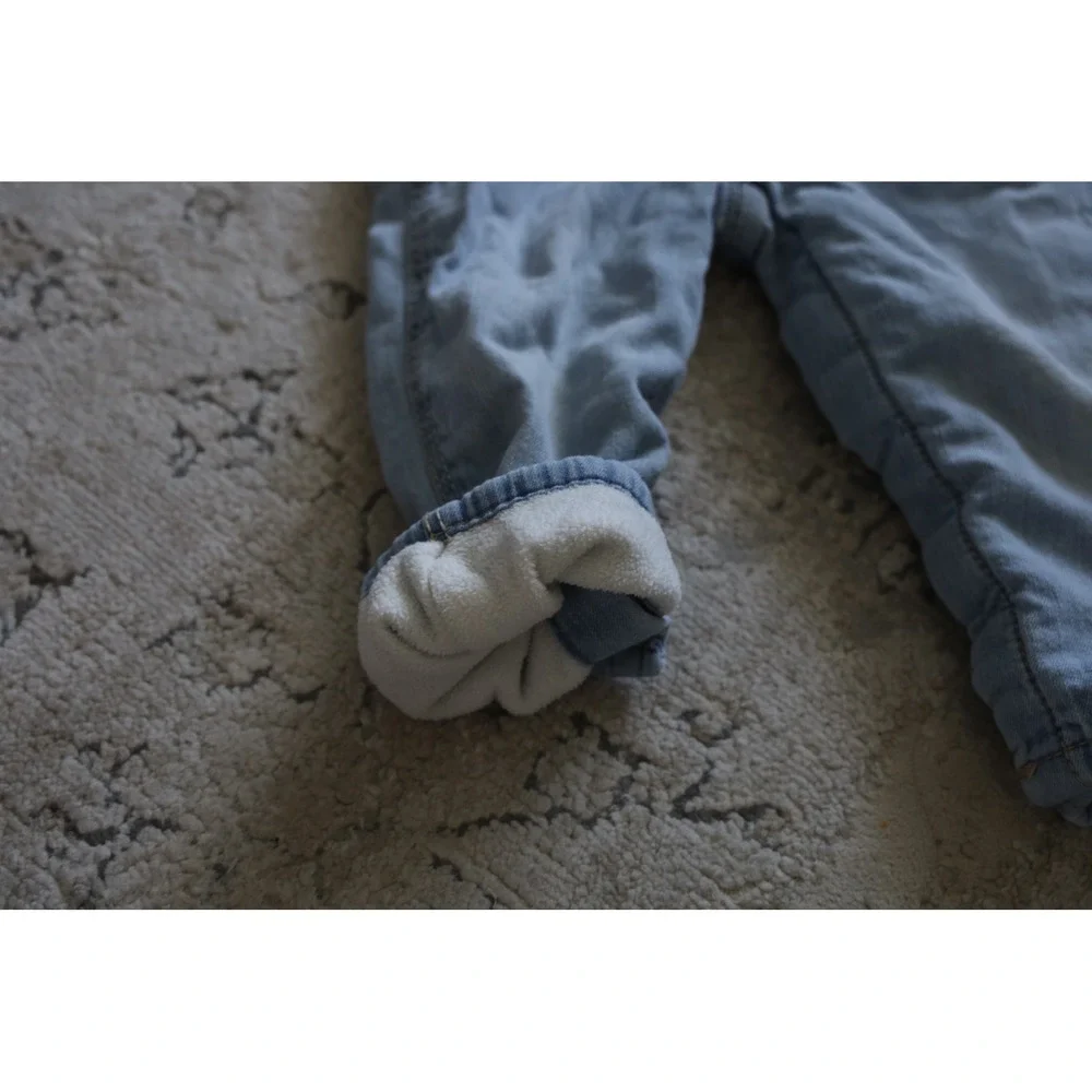 OshKosh B'gosh‎ Baby Denim Overalls 9M Light Wash Fleece Lined