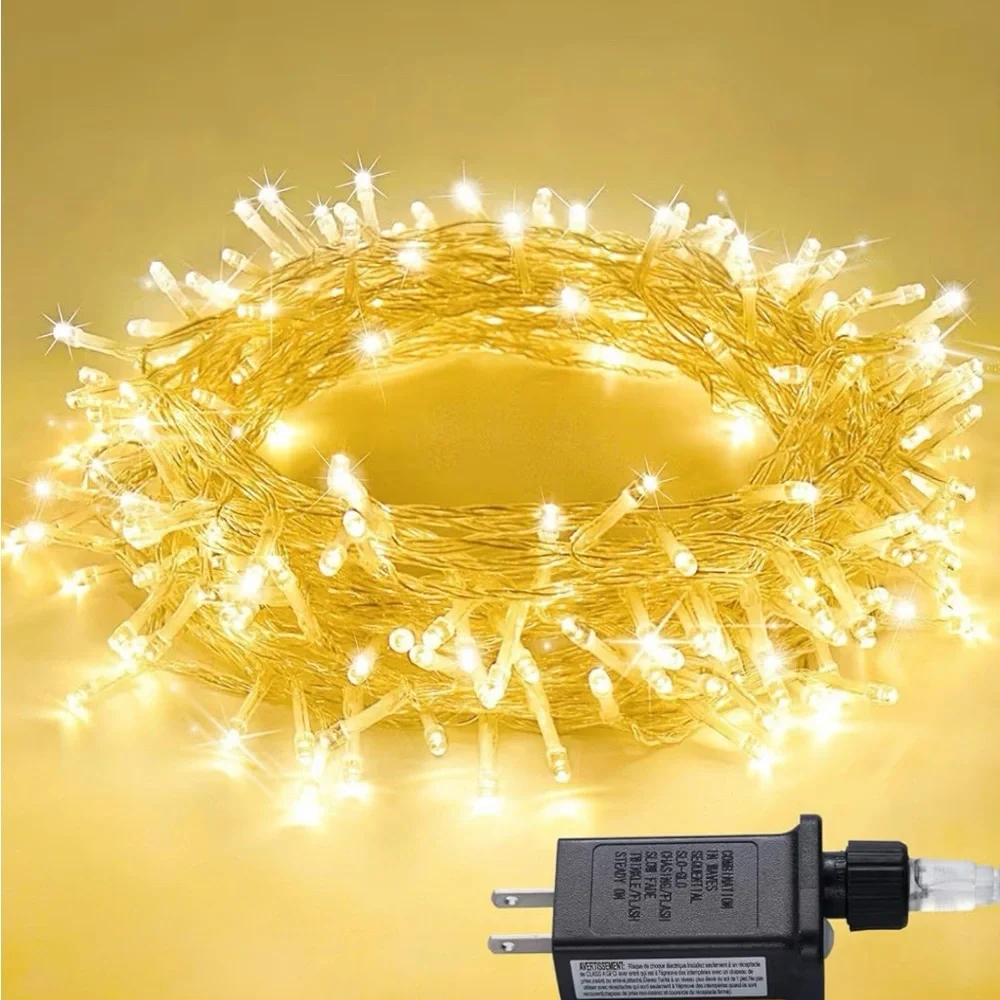 100 LED Warm White Indoor Plug In Fairy Twinkle String Lights With 8 Modes 33ft