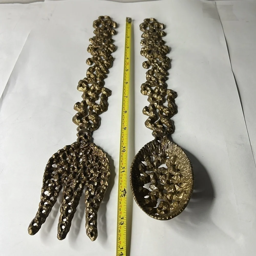 Set of Two (2) Serving Set Perforated Brass Copper Jerusalem Themed - Never Used