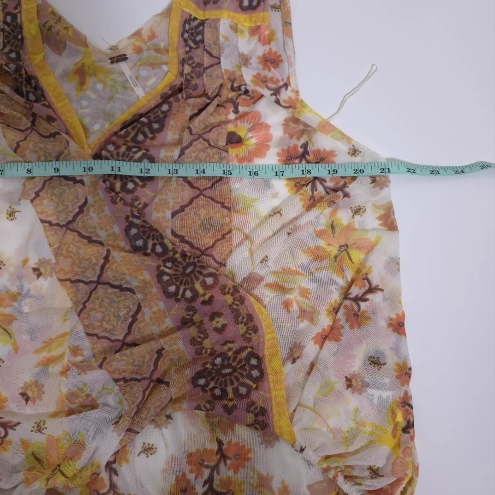 Free People Havana Mesh Faux Wrap Floral Tank Size M