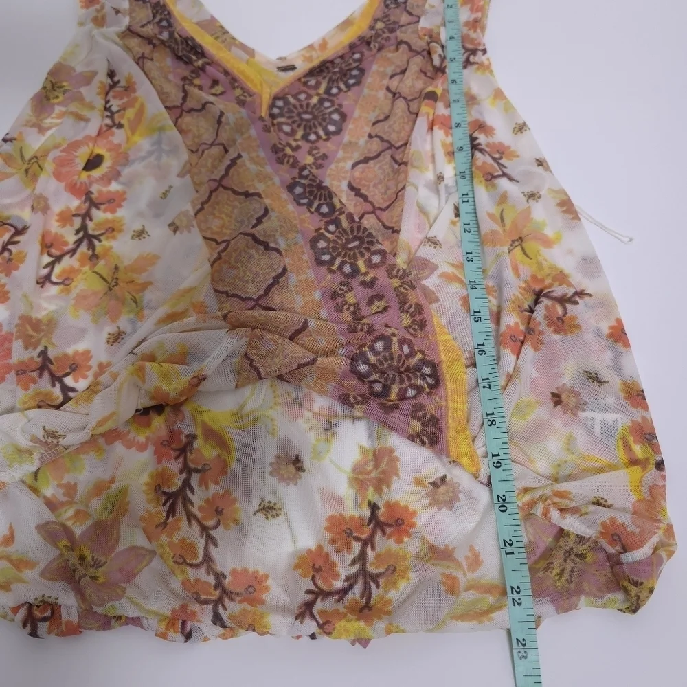 Free People Havana Mesh Faux Wrap Floral Tank Size M