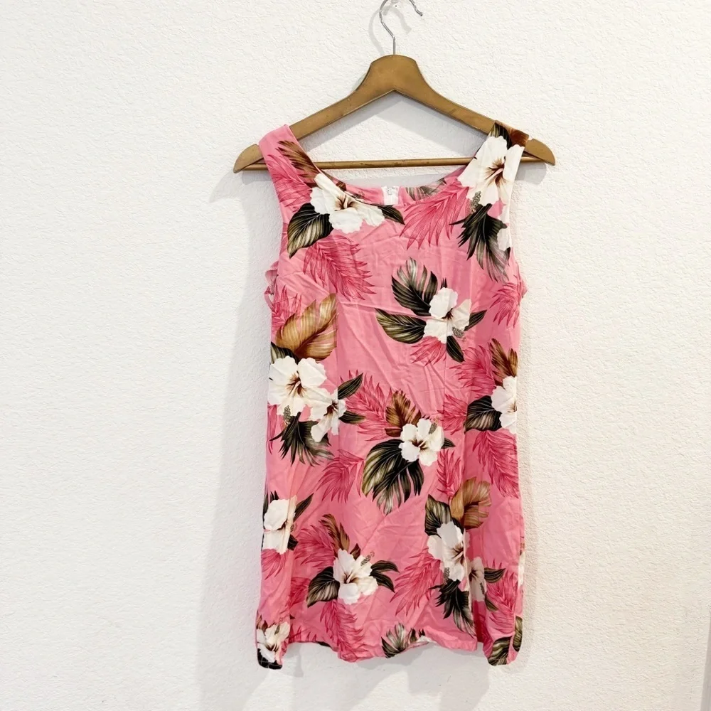 Hilo Hattie- Pink Hawaiian Print Mini Dress - Size M