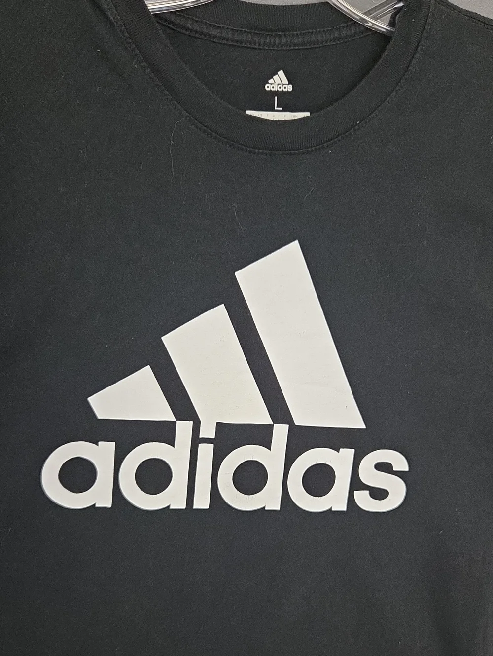 Adidas Black Short-Sleeve Tee with White Logo
