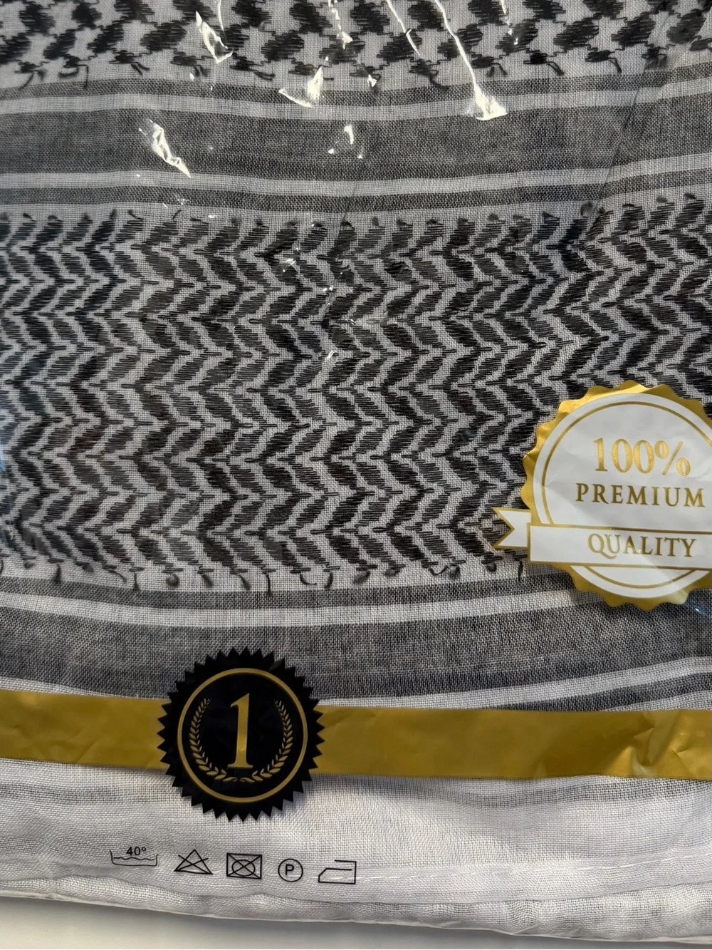 White & Black Premium Arab Shemagh Yashmagh Keffiyeh Scarf 58” x 58” New Sealed