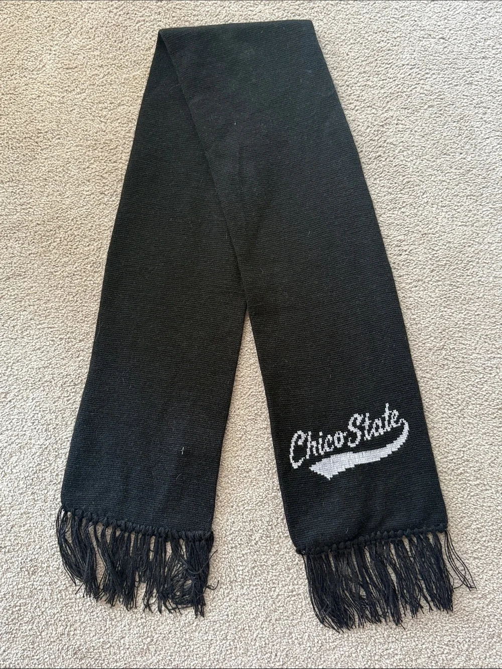 Chico State Stadium Black Knit Scarf with Fringe!