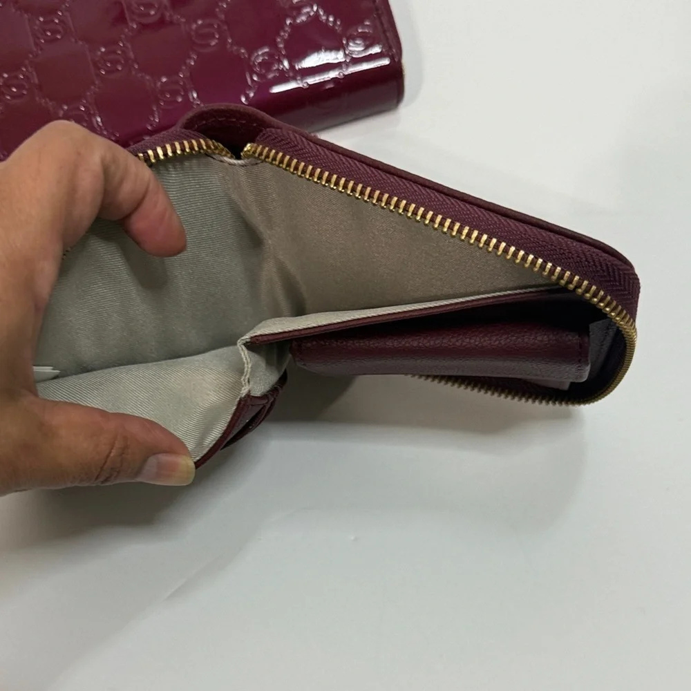 Bebe Maroon Wallet Duo with Gold Accents