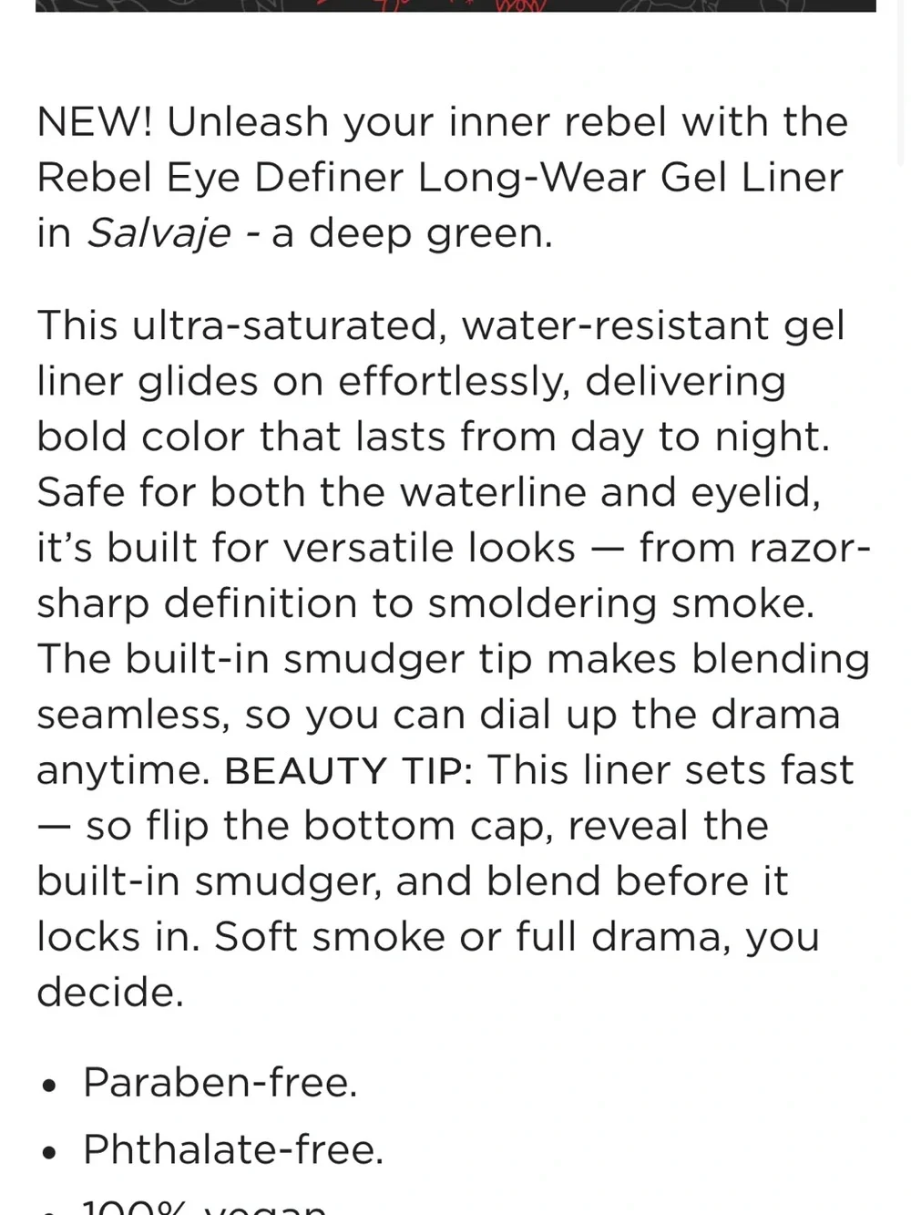 Reina Rebelde Rebel Gel Eyeliner Pencil in Salvaje NWT