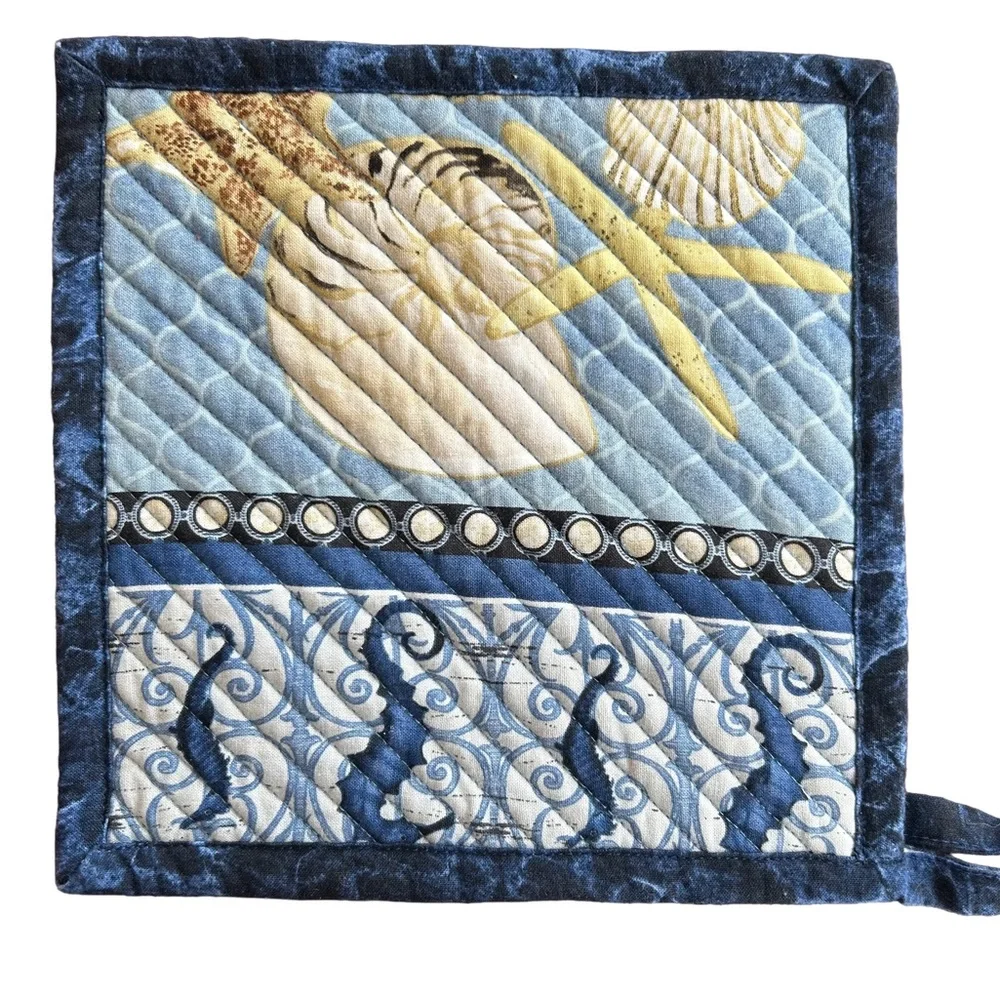Quilted Blue and Beige Nautical Pot‎ Holders